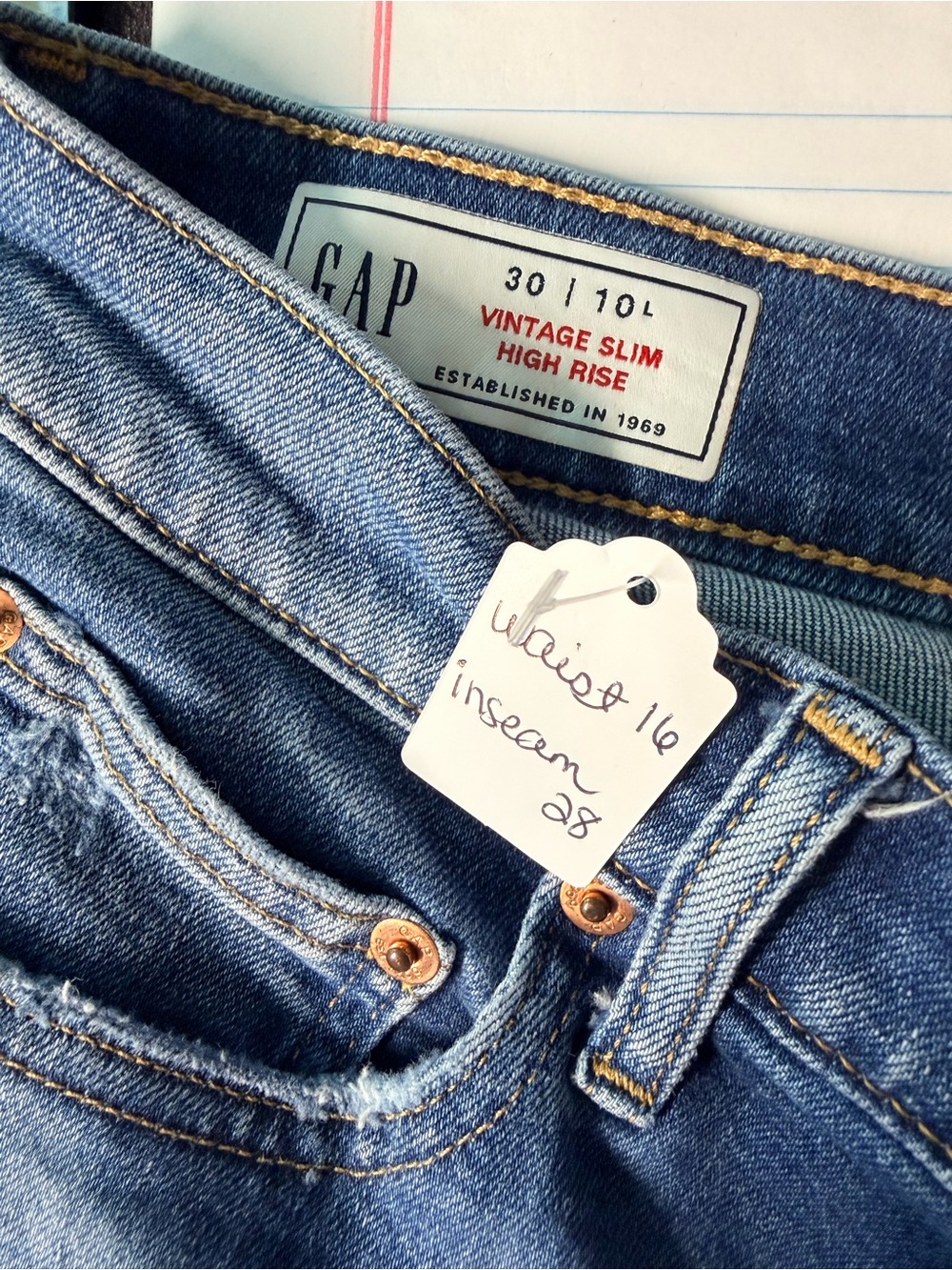 GAP Straight Leg Jeans in Medium Blue Wash - Picture 3 of 3
